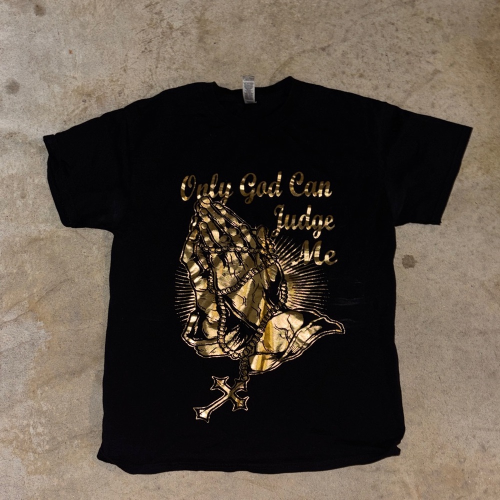 Gildan Black and Gold Praying Hands Kids T-Shirt